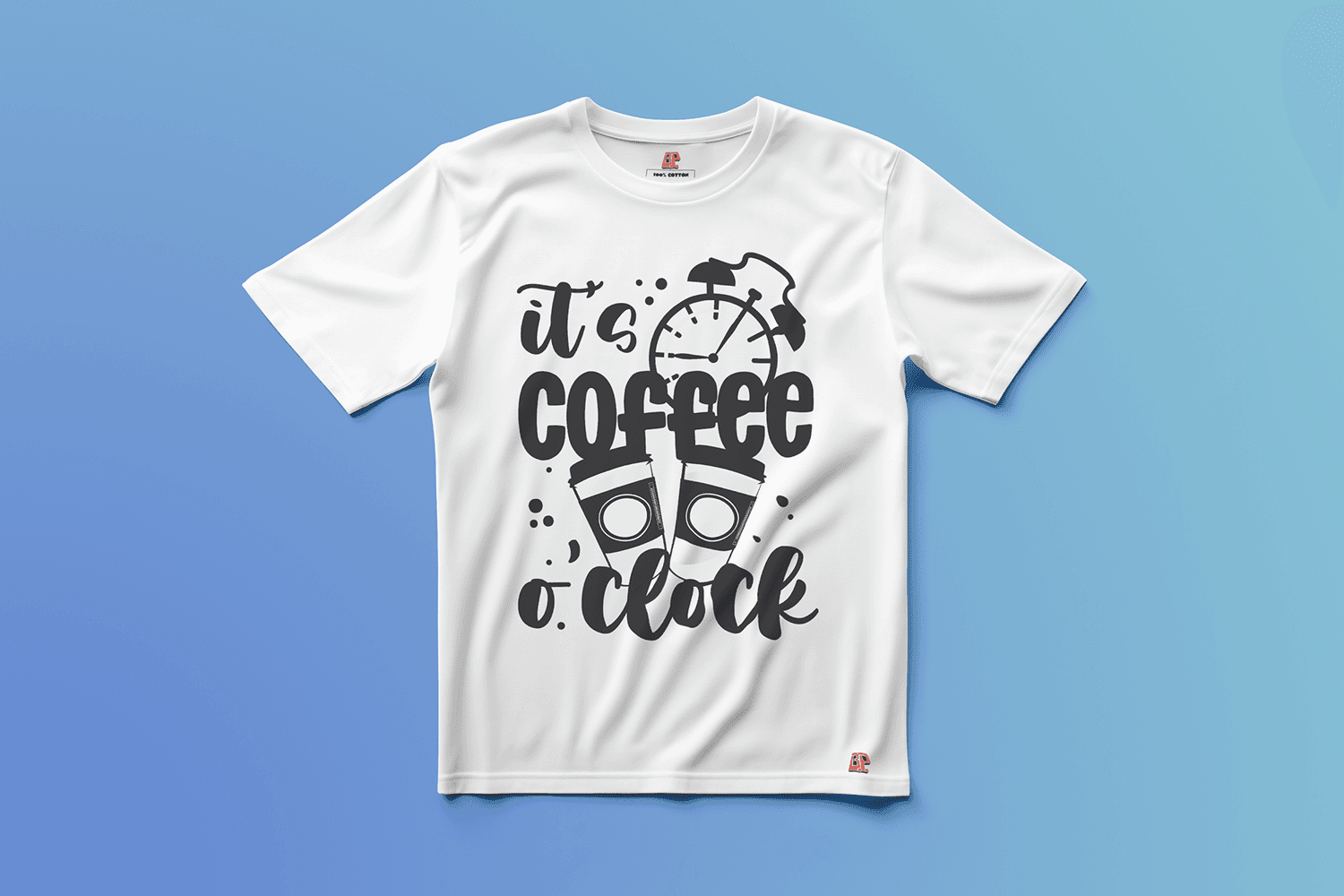 Coffee O'Clock Editionの白いグラフィックTシャツ（正面）