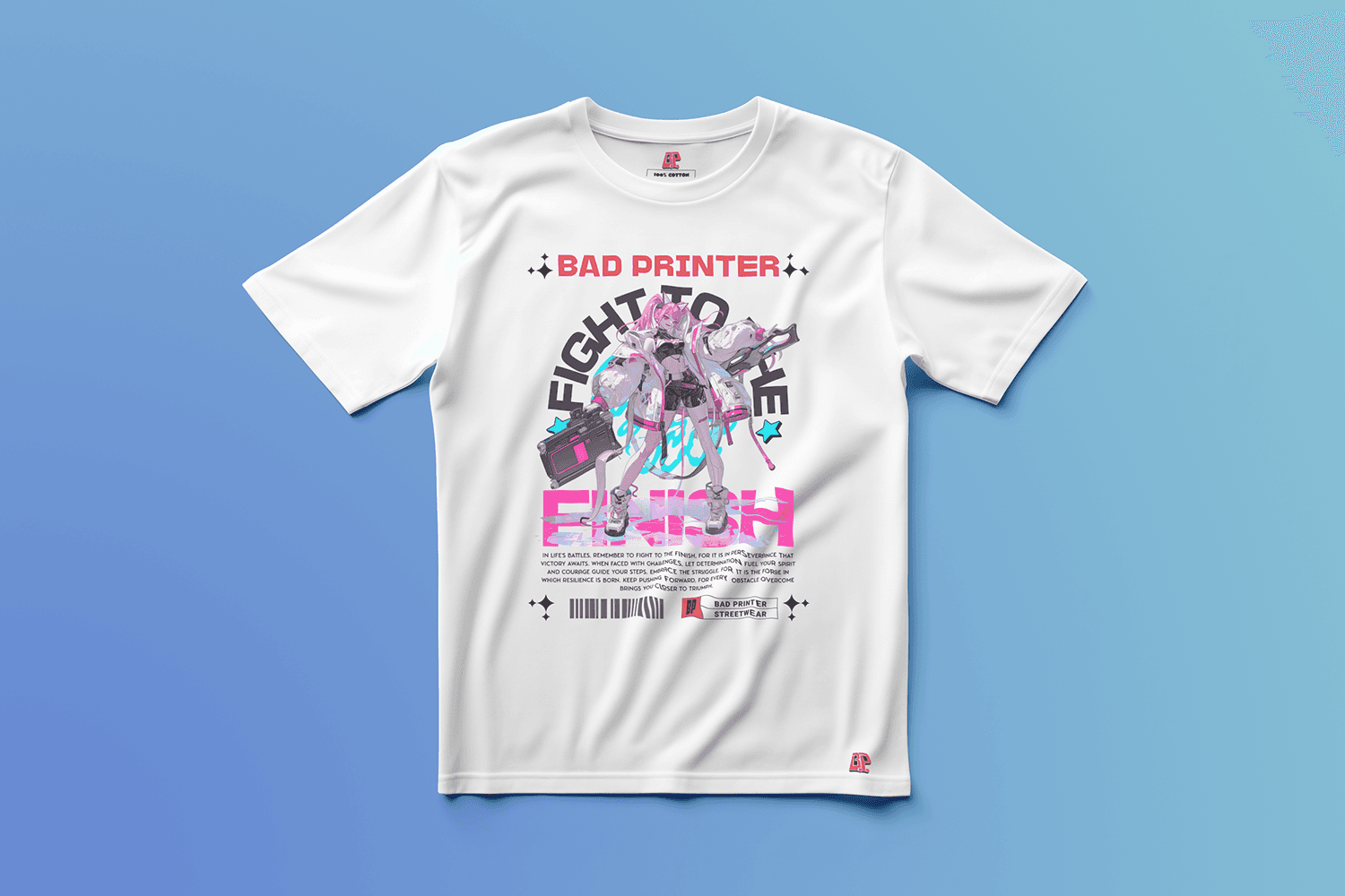 Fight To Editionの白いグラフィックTシャツ（正面）