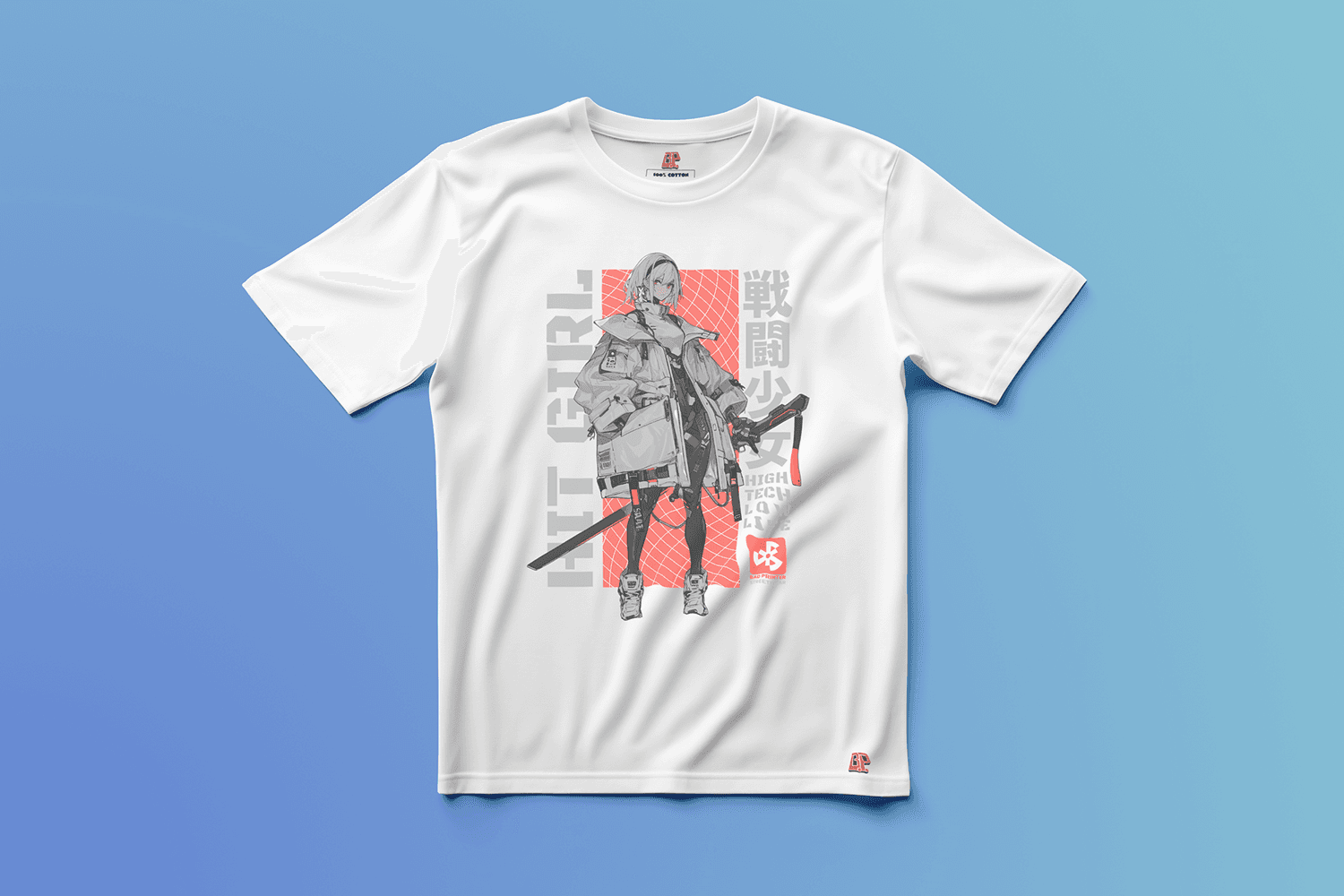Hit Girl Editionの白いグラフィックTシャツ（正面）