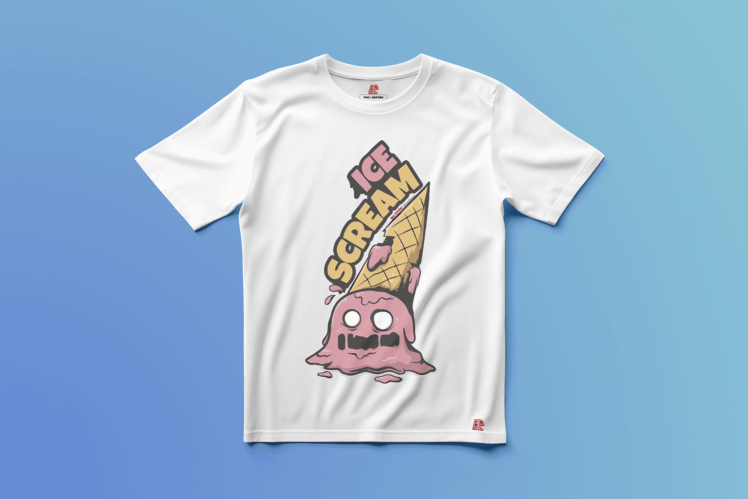Ice Cream Soft Editionの白いグラフィックTシャツ（正面）