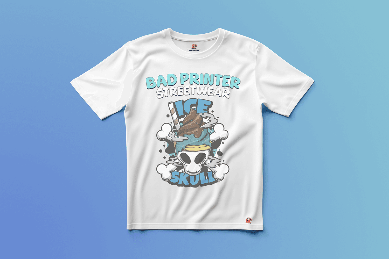 Ice Skull Editionの白いグラフィックTシャツ（正面）