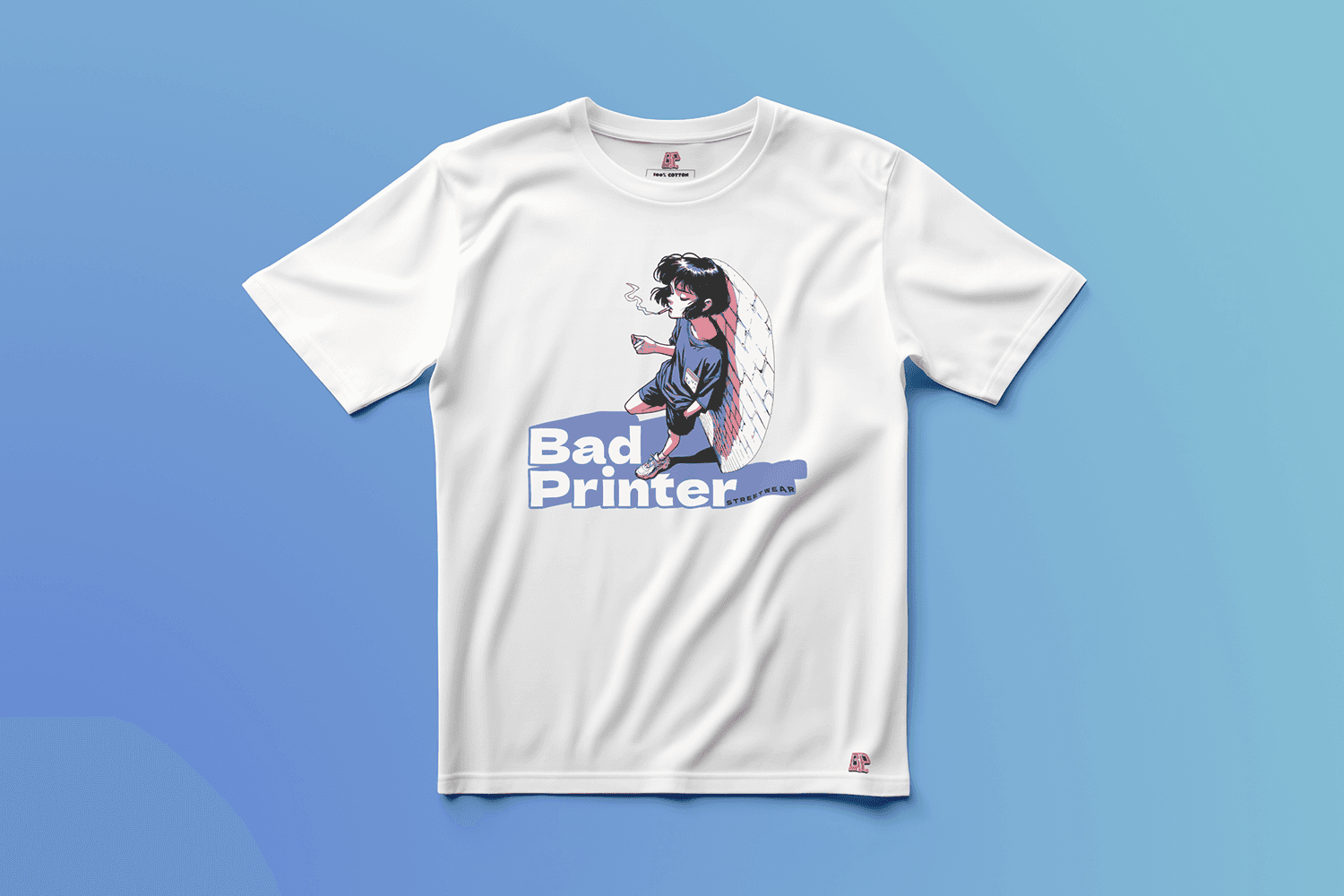 Leisure Editionの白いグラフィックTシャツ（正面）