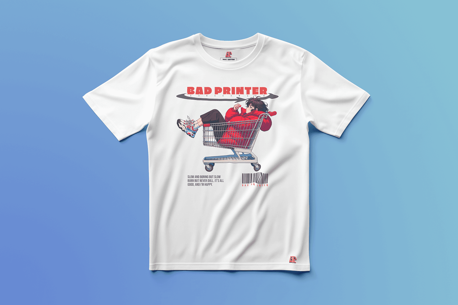 Mundane Editionの白いグラフィックTシャツ（正面）
