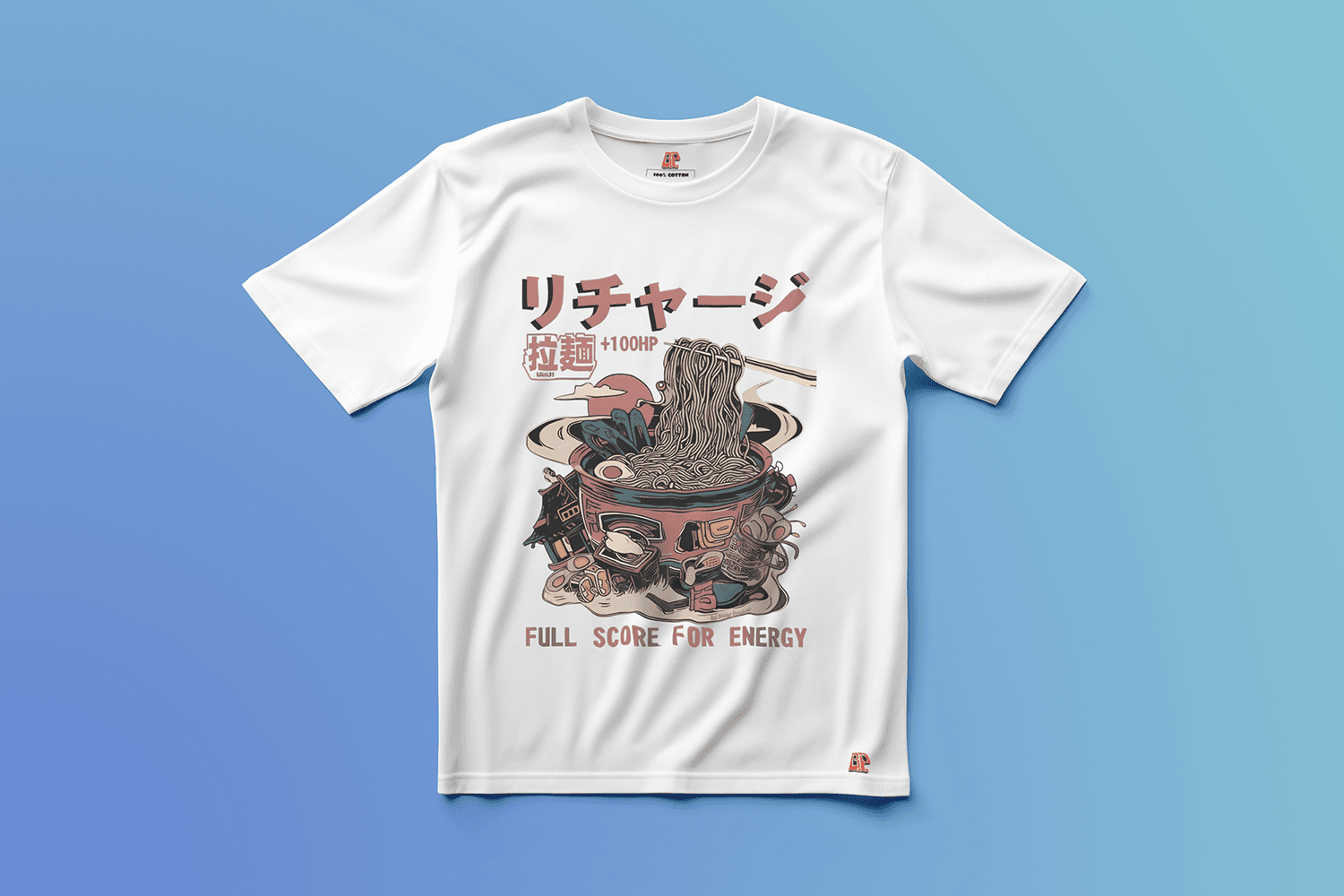 Ramen3 Editionの白いグラフィックTシャツ（正面）