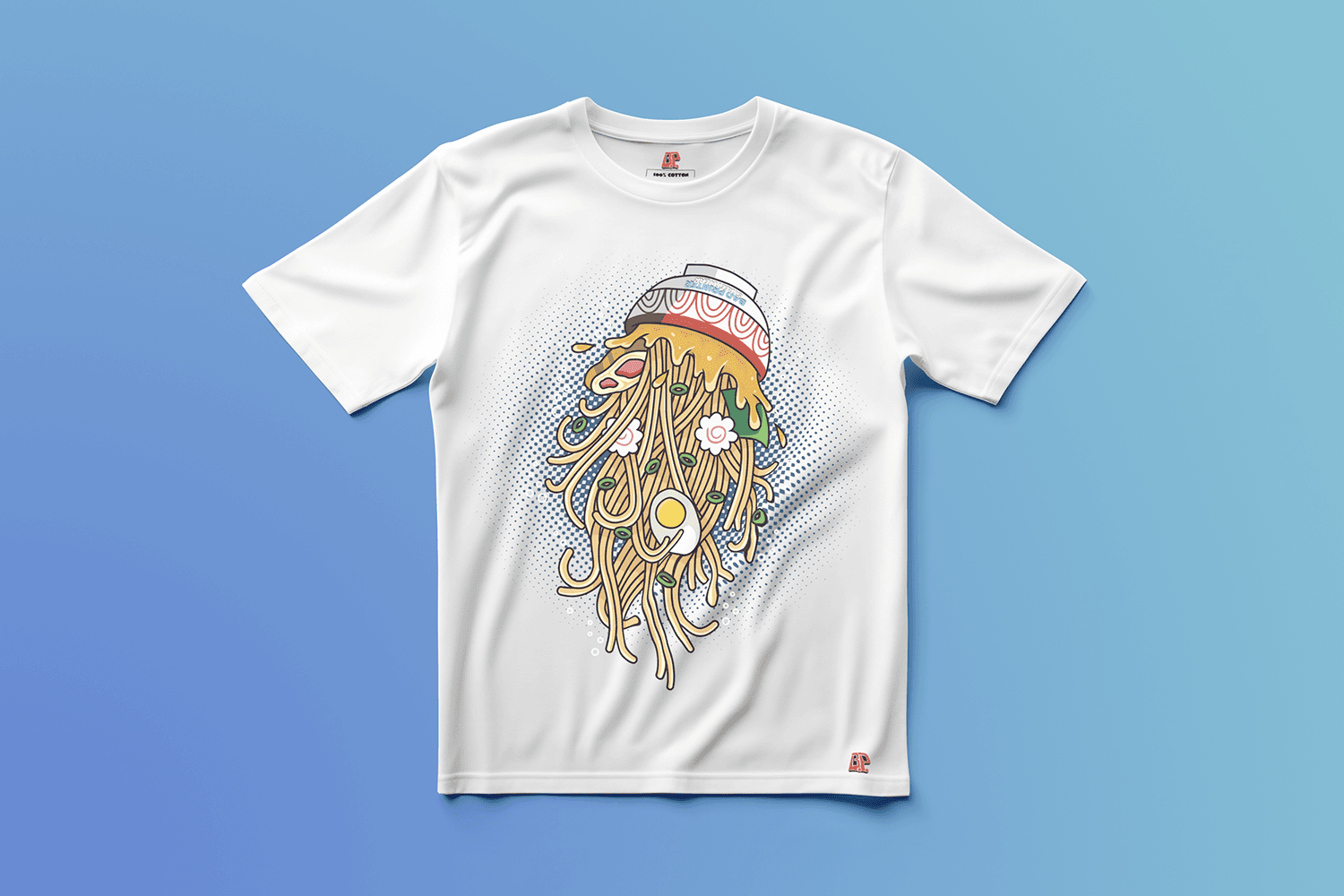 Ramen Drop Editionの白いグラフィックTシャツ（正面）